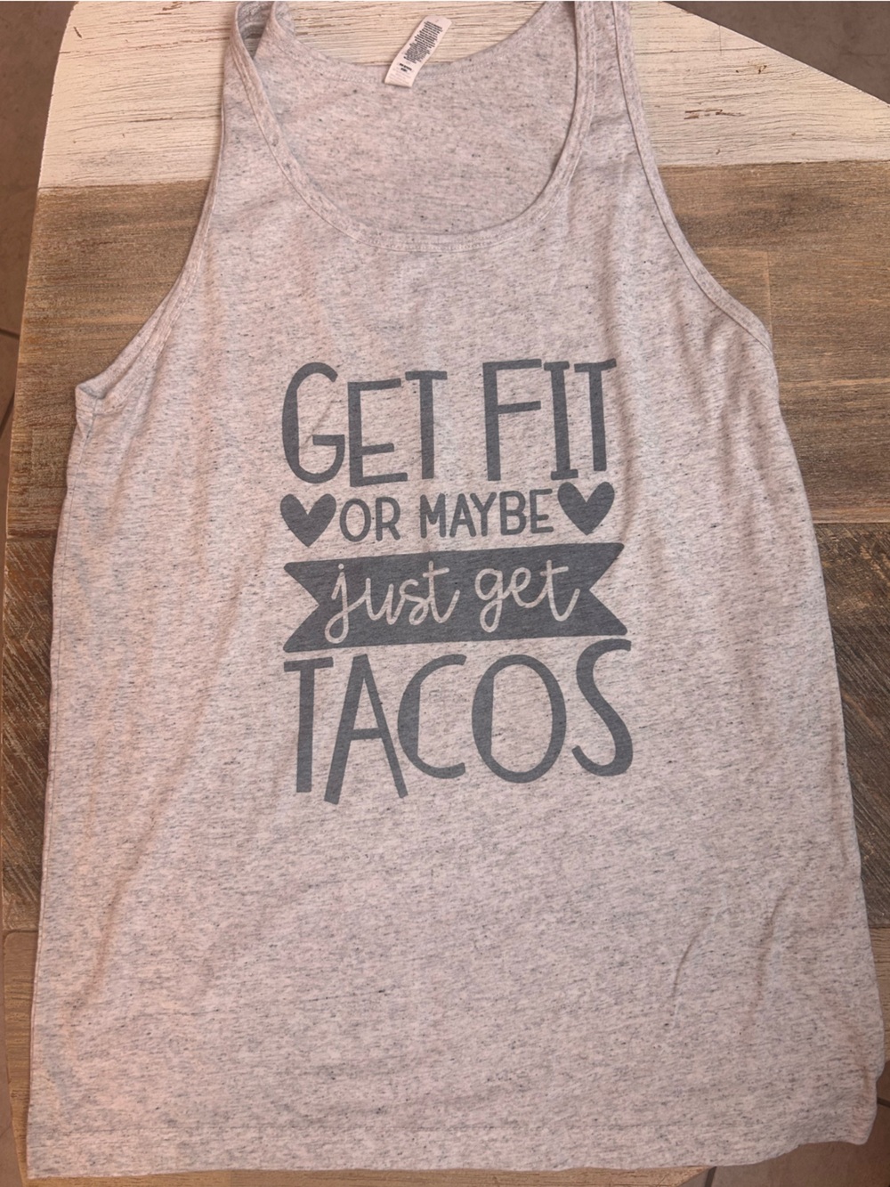 Bella Canvas Grey Graphic Women’s One-Piece Tank - 'Get Fit or Maybe Tacos'